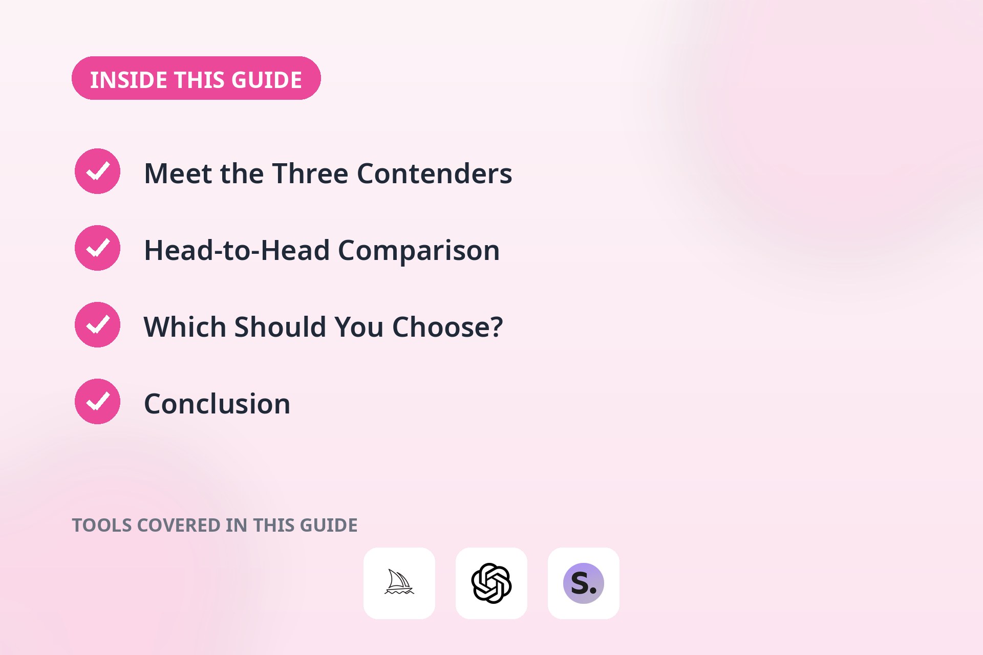 Inside this guide: the key sections covered and the tools compared.