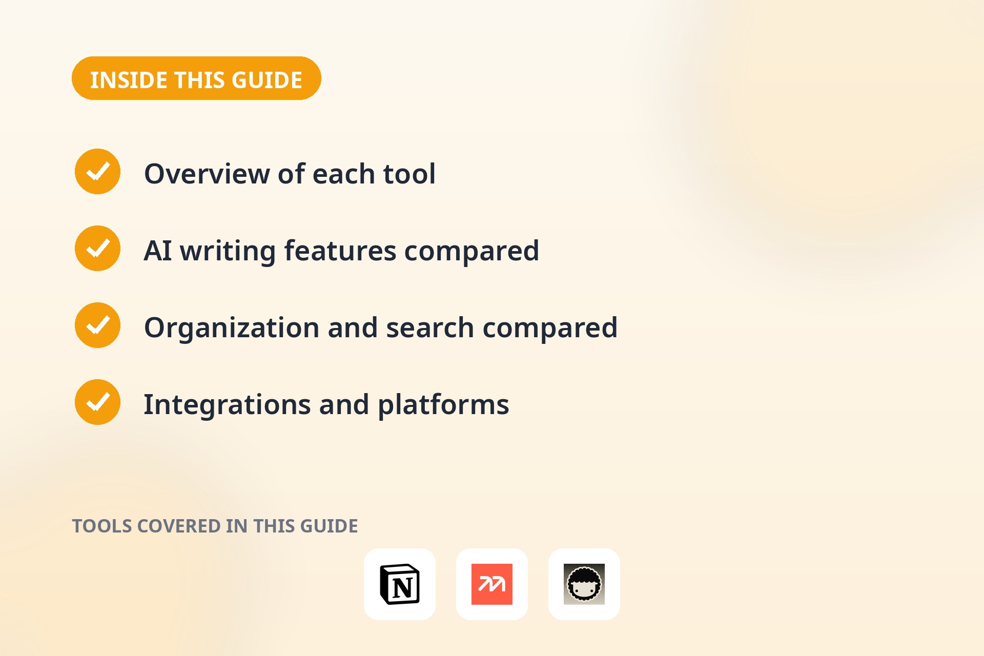 Inside this guide: the key sections covered and the tools compared.