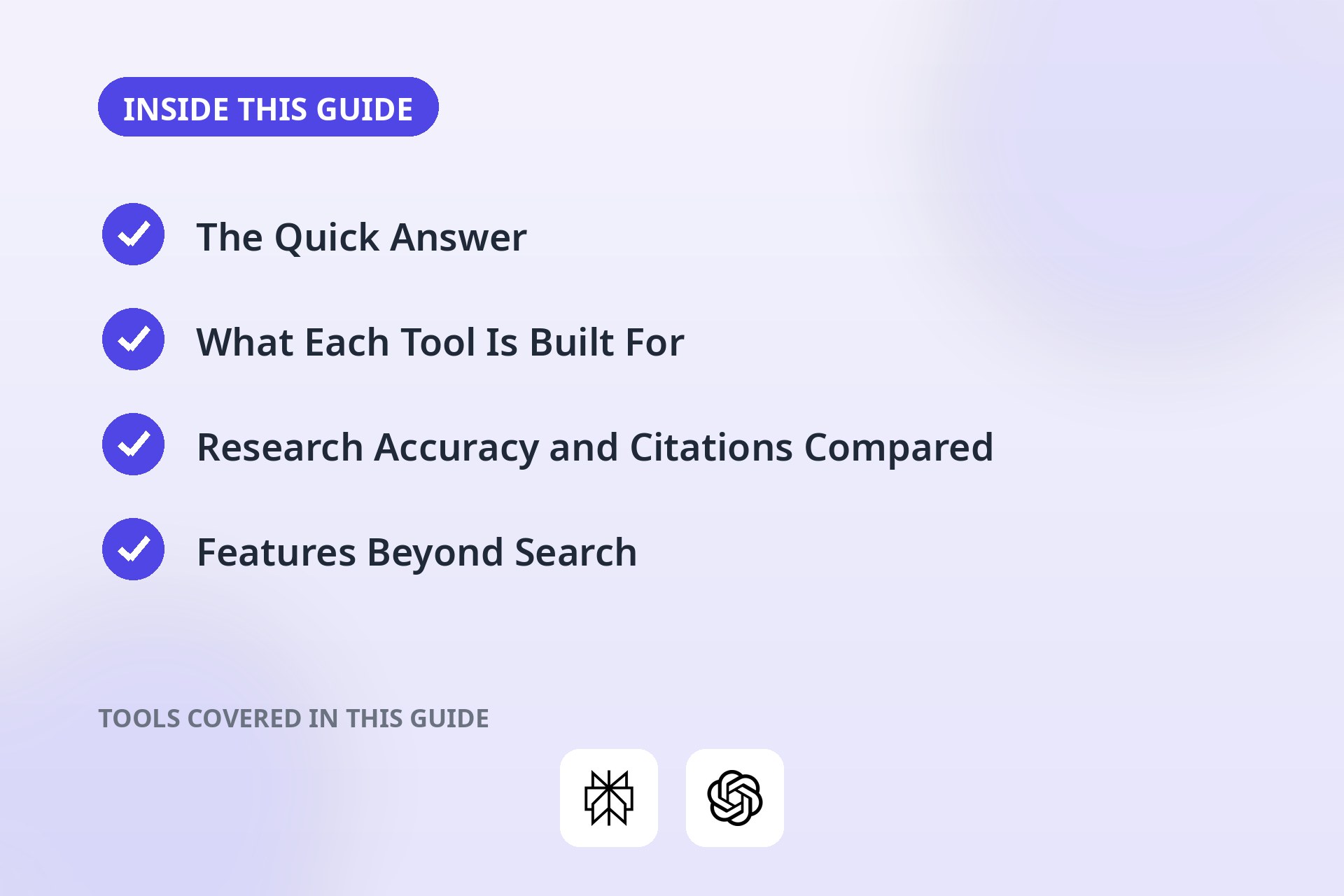 Inside this guide: the key sections covered and the tools compared.